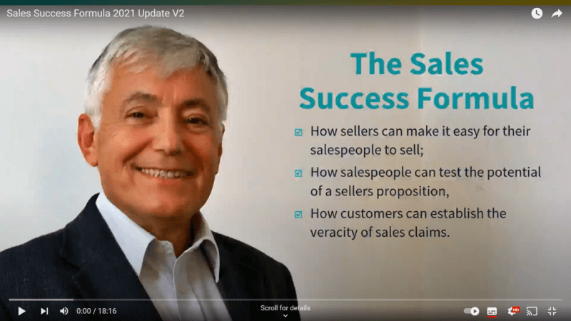 A narrated presentation explaining the Sales Success Formula to support a page about our online free sales training and development resources.