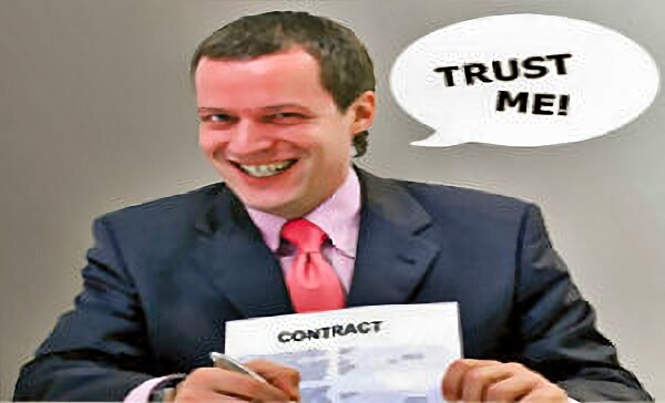 A picture depicting a popular image of salespeople to support an article about how to be a Trusted Advisor.