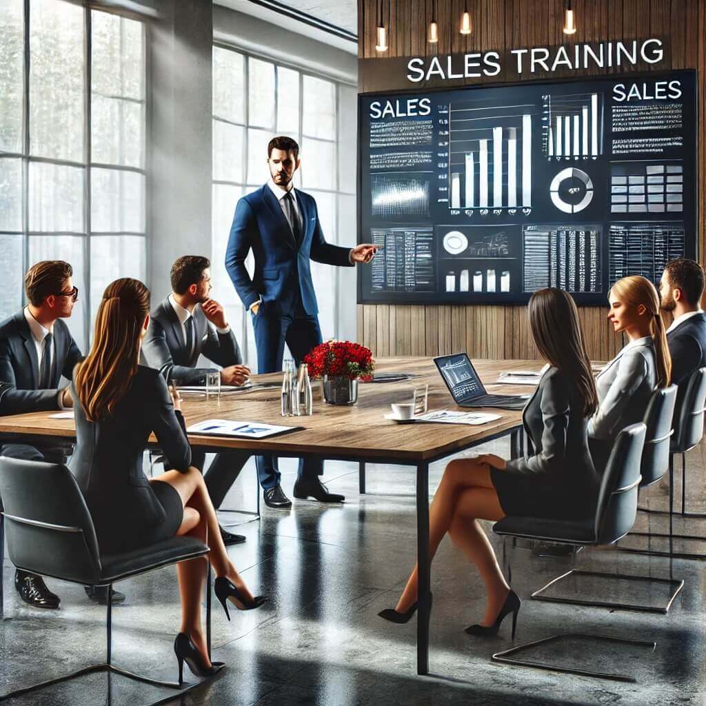 An image pertraying sales training.
