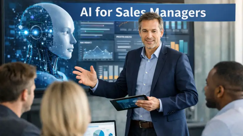 AI for sales managers. AI and the future of sales jobs illustration showing human and AI collaboration in B2B selling.