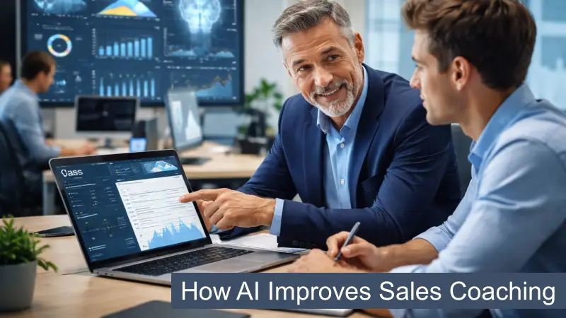 How AI improves sales coaching. AI and the future of sales illustration showing human and AI collaboration in B2B selling.