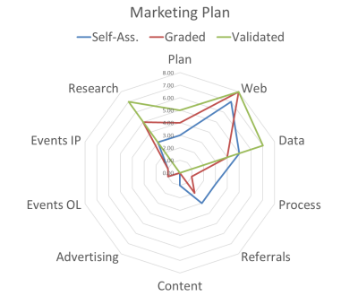 Diagram depicting scores from one of our sales and marketing assessment tools.