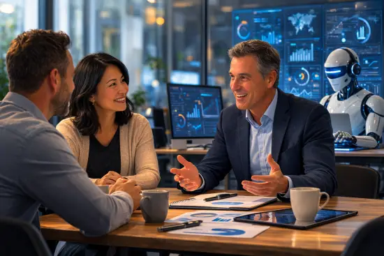 The Sales skills AI cannot replace. AI and the future of sales jobs illustration showing human and AI collaboration in B2B selling.