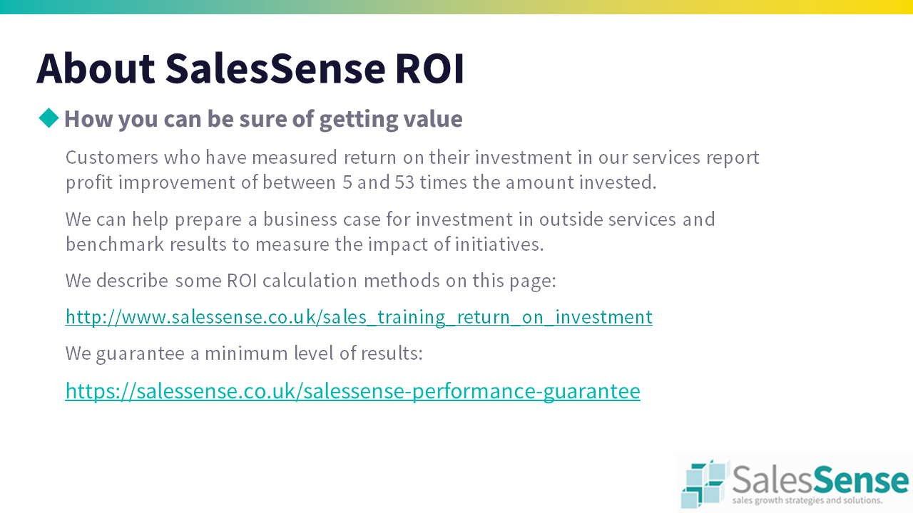 About SalesSense Return on Investment